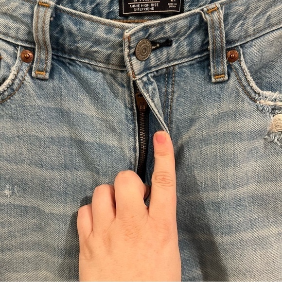 Abercrombie and Fitch Annie High Rise Girlfriend jeans blue w red stripe size 26 - Picture 13 of 13